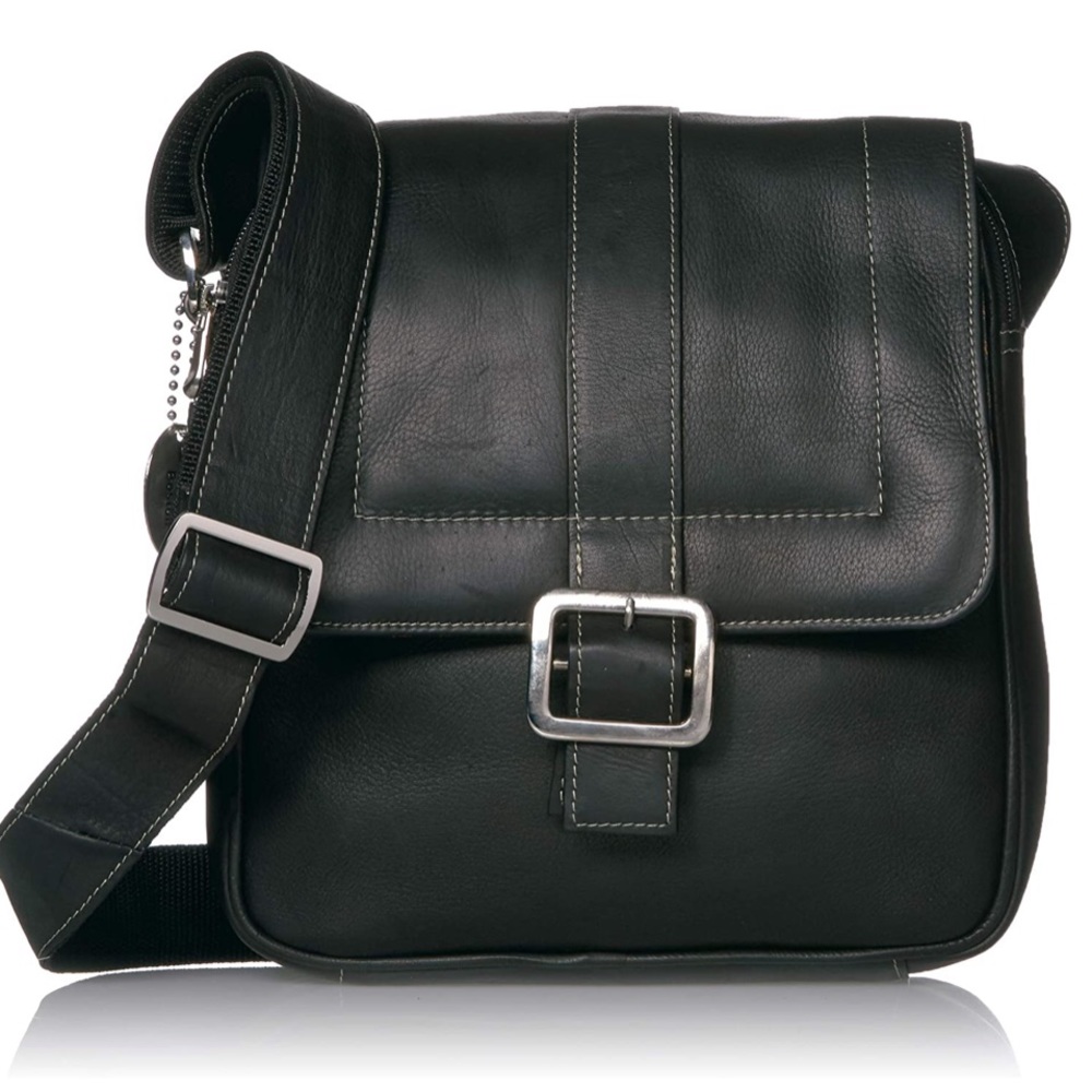 David King Black Leather Crossbody Messenger Handbag Boston